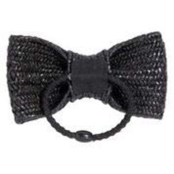 Straw Ponytail Holder Elastic Hair Tie Bow Summer Accessory Black main image 4